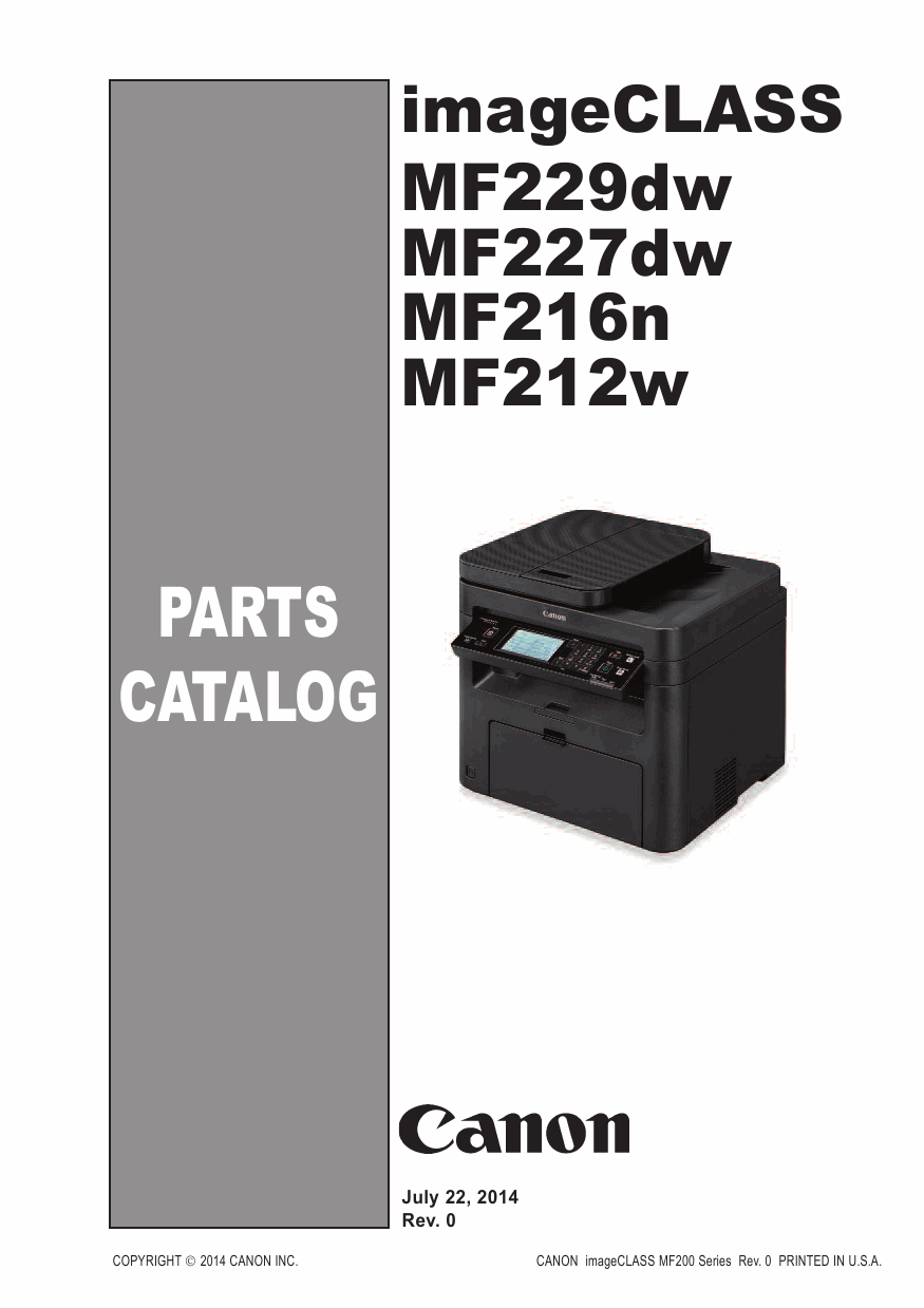 Canon imageCLASS MF-200 212w 216n 222dw 224dw 226dn 227dw MF229dw Parts Catalog Manual-1